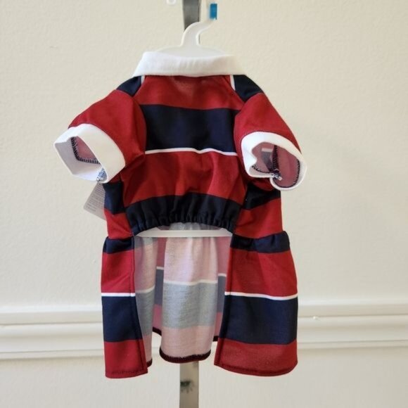 Top Paw Red & Navy Stripe "State Bark Club" 2fer Dog Dress Size Small - Picture 4 of 6